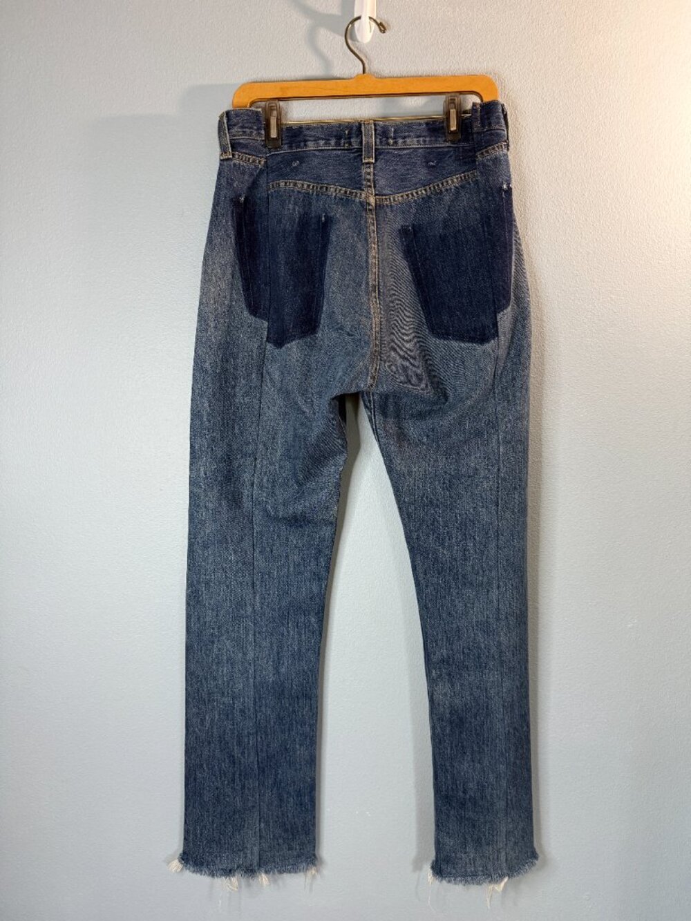 EB Denim Reworked Levi's High Rise Jeans Split Hem Size 30